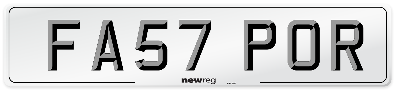 FA57 POR Number Plate from New Reg
